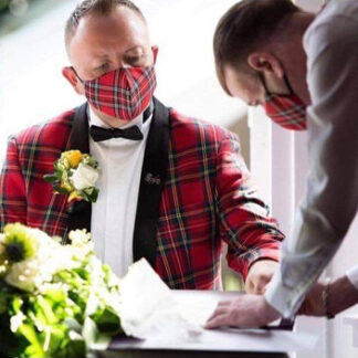 Red Tartan Flat Face Mask