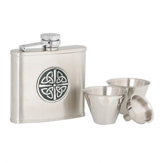 4oz Celtic Knot Stainless Steel Flask Set