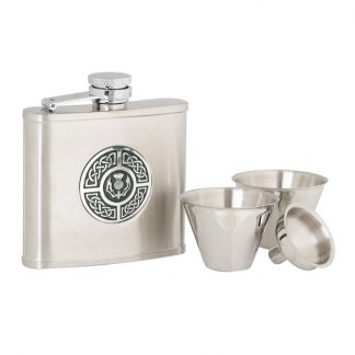 4oz Celtic & Thistle Stainless Steel Flask Set