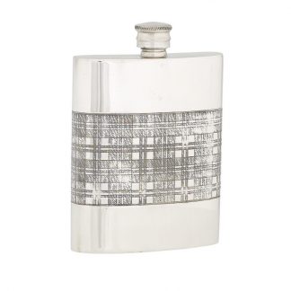 6oz Tartan Band Pewter Flask