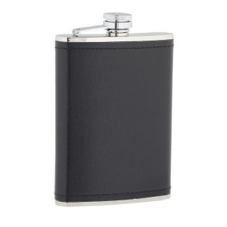 Black Leather Stainless Steel Flask