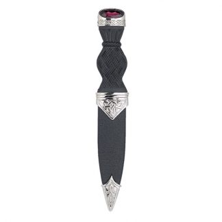 Celtic Plated Sgian Dubh With Amethyst Stone Top