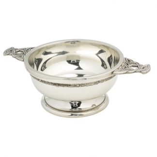 Celtic Weave Pewter Quaich With Interior Design 5"