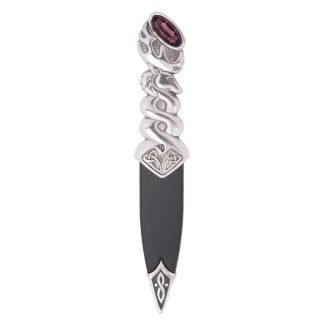Glenfinnan Polished Pewter Sgian Dubh With Amethyst Stone Top