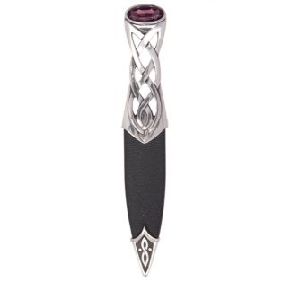Islay Polished Pewter Sgian Dubh With Amethyst Stone Top