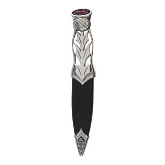 Jura Polished Pewter Dress Sgian Dubh With Amethyst Stone Top