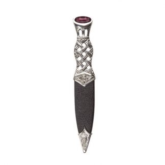 Lochy Polished Pewter Dress Sgian Dubh With Amethyst Stone Top