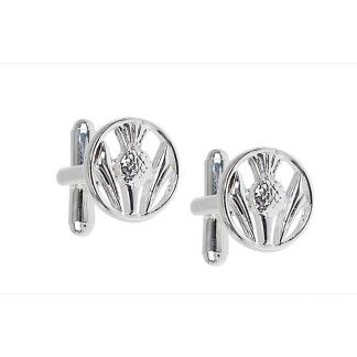 Pierced Thistle Silver Plated Cufflinks