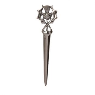 Scottish Thistle Black Chrome Kilt Pin