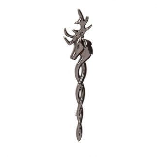 Stag Celtic Weave Black Chrome Kilt Pin