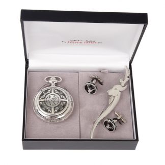 Stag Head 3 Piece Pocket Watch Gift Set