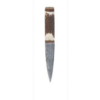 Staghorn Damascus Sgian Dubh With Walnut
