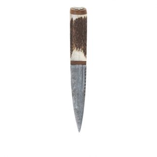 Staghorn Staghead Damascus Sgian Dubh Walnut