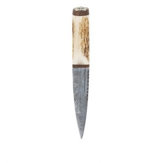 Staghorn Thistle Damascus Sgian Dubh With Walnut