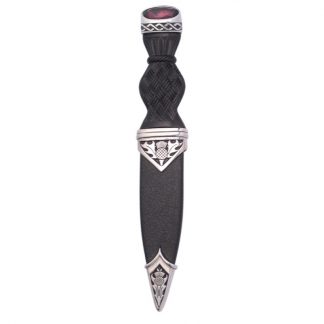 Thistle Polished Sgian Dubh With Amethyst Stone Top