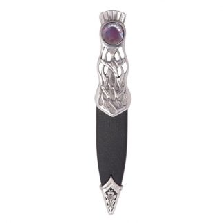 Thurso Polished Pewter Dress Sgian Dubh With Amethyst Stone Top