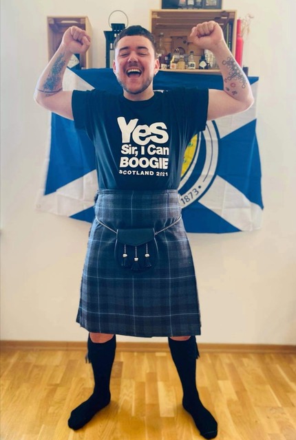 Josh in a Rivers of Scotland Kilt